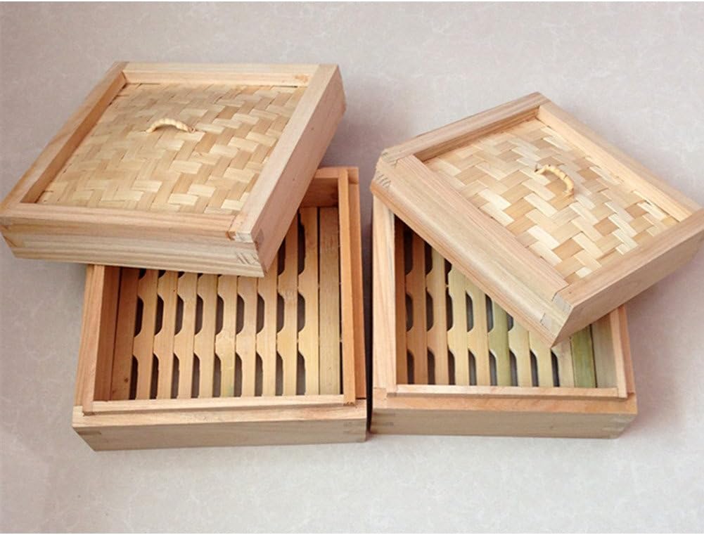 Square Bamboo Steamer for Steamed Buns and Dumplings - Household and Commercial Use