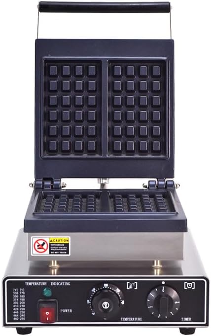 Square Belgian Waffle Maker for Thick Breakfast Waffles, Adjustable Temperature - 1750W - Makes 2 Slices in Minutes