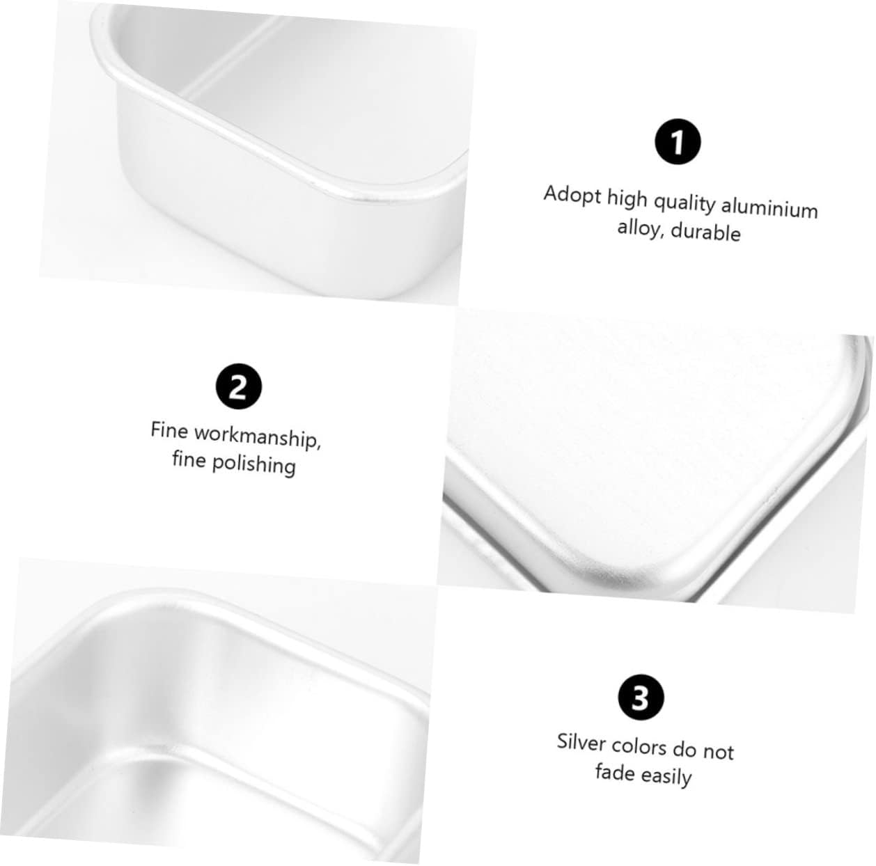 Square Cake Mold Set for Bridal Shower Decorations - 4 Pcs Aluminum Alloy Pans with Lid for Baking Bread, Cheesecake, and Gummy Molds