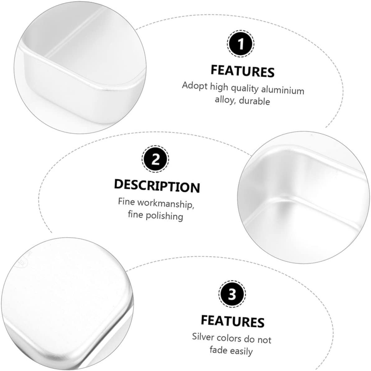 Square Cake Mold Set for Bridal Shower Decorations - 4 Pcs Aluminum Alloy Pans with Lid for Baking Bread, Cheesecake, and Gummy Molds