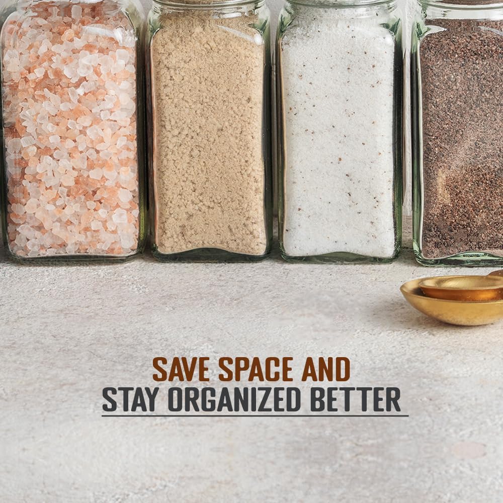 Square Glass Spice Jar with Adjustable Grinder Cap - 4 oz Capacity - BPA Free & Dishwasher Safe - Ideal for Pepper, Salt, Herbs & More - Pride of India Brand - Hand Packed in USA