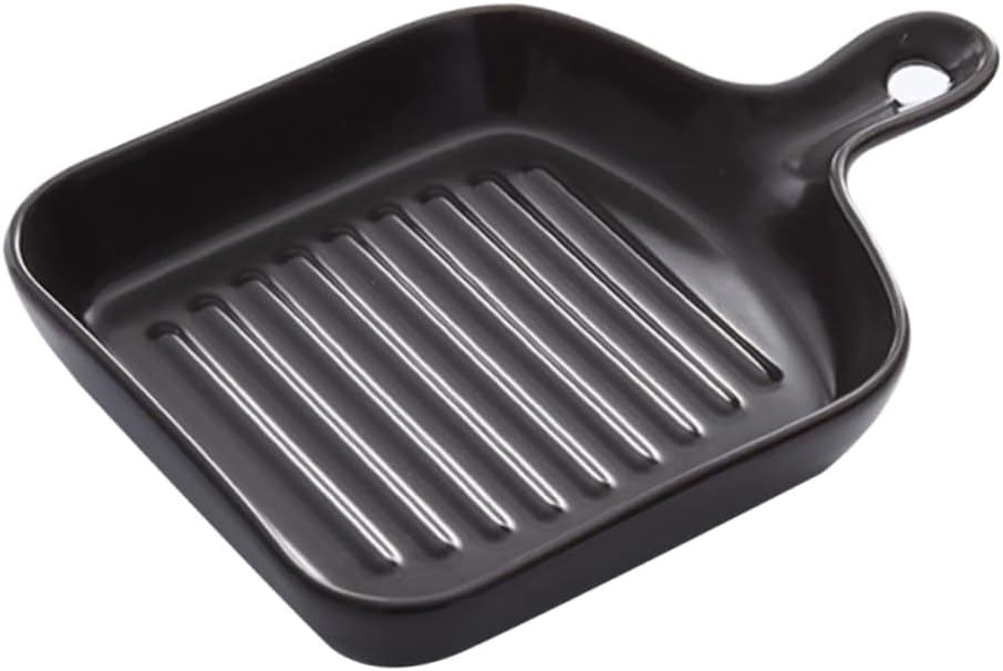 Square Grill Plate Air Fryer Tray with Lid for Oven - Large Casserole Dish Set - Stove and Oven Safe Serving Platter - Roasting and Lasagna Pan - Black Fryer Tray