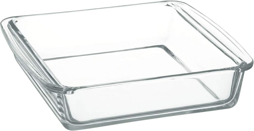 Square Heat Resistant Glass Cake Pan and Au Gratin Plate - 10 x 8 Inches