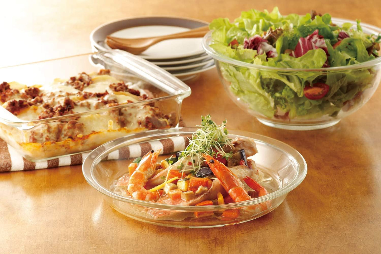 Square Heat Resistant Glass Cake Pan and Au Gratin Plate - 10 x 8 Inches