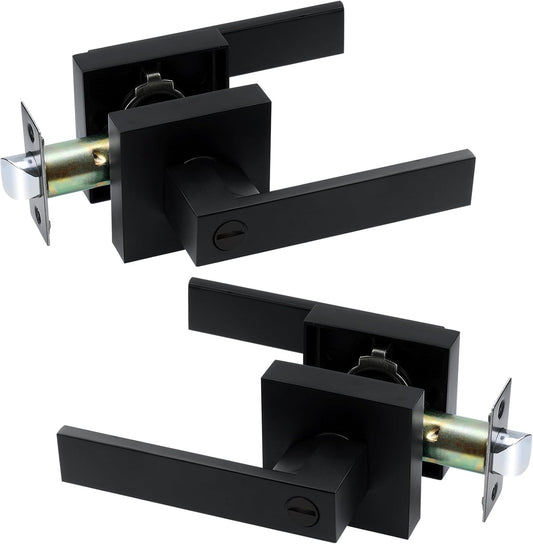 Square Keyless Entry Door Lock with Privacy Function for Bedroom, Interior/Exterior Heavy Duty Door Lever