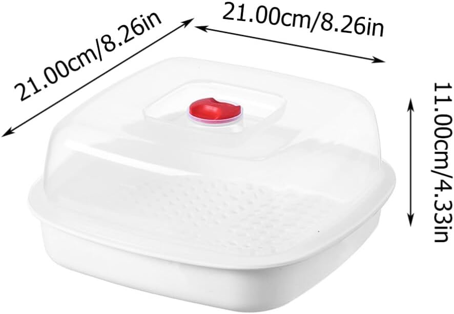 Square Luxshiny Plastic Food Steamer with Lid - Vegetable and Fish Steamer for Fast Cooking