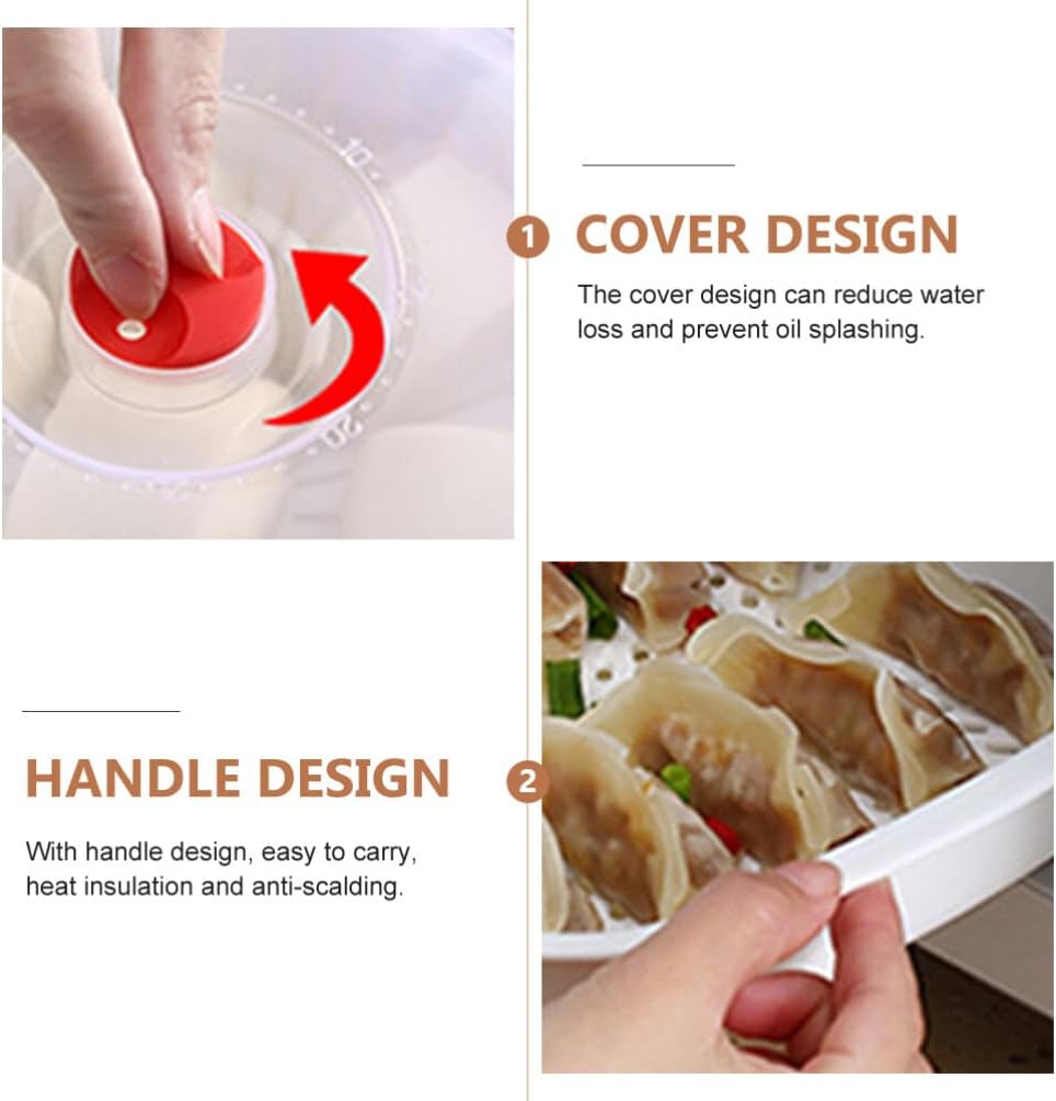 Square Luxshiny Plastic Food Steamer with Lid - Vegetable and Fish Steamer for Fast Cooking