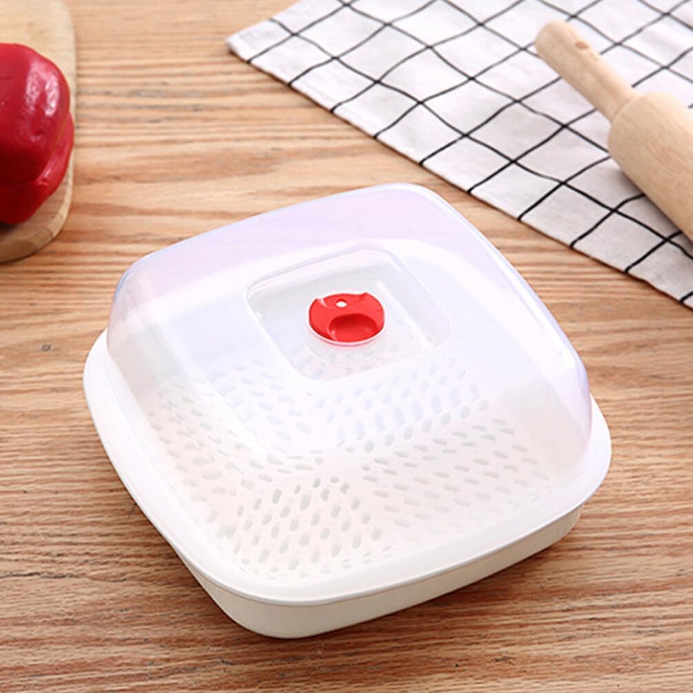 Square Luxshiny Plastic Food Steamer with Lid - Vegetable and Fish Steamer for Fast Cooking