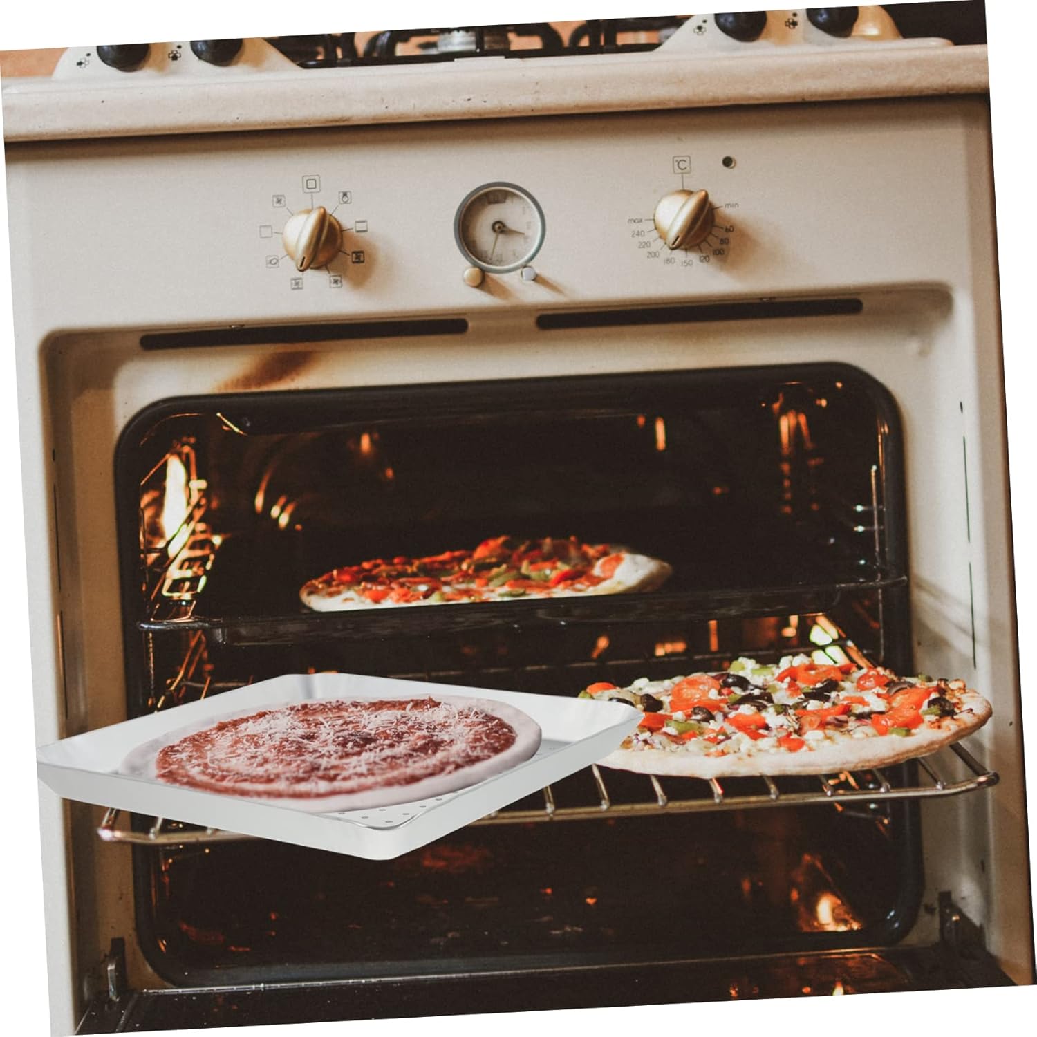 Square Pizza Pan with Breathable Holes, Thick Metal for Durability, Ovenware, Dishwasher Safe