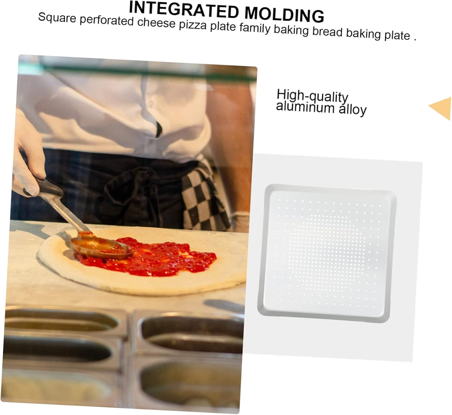 Square Pizza Pan with Breathable Holes, Thick Metal for Durability, Ovenware, Dishwasher Safe