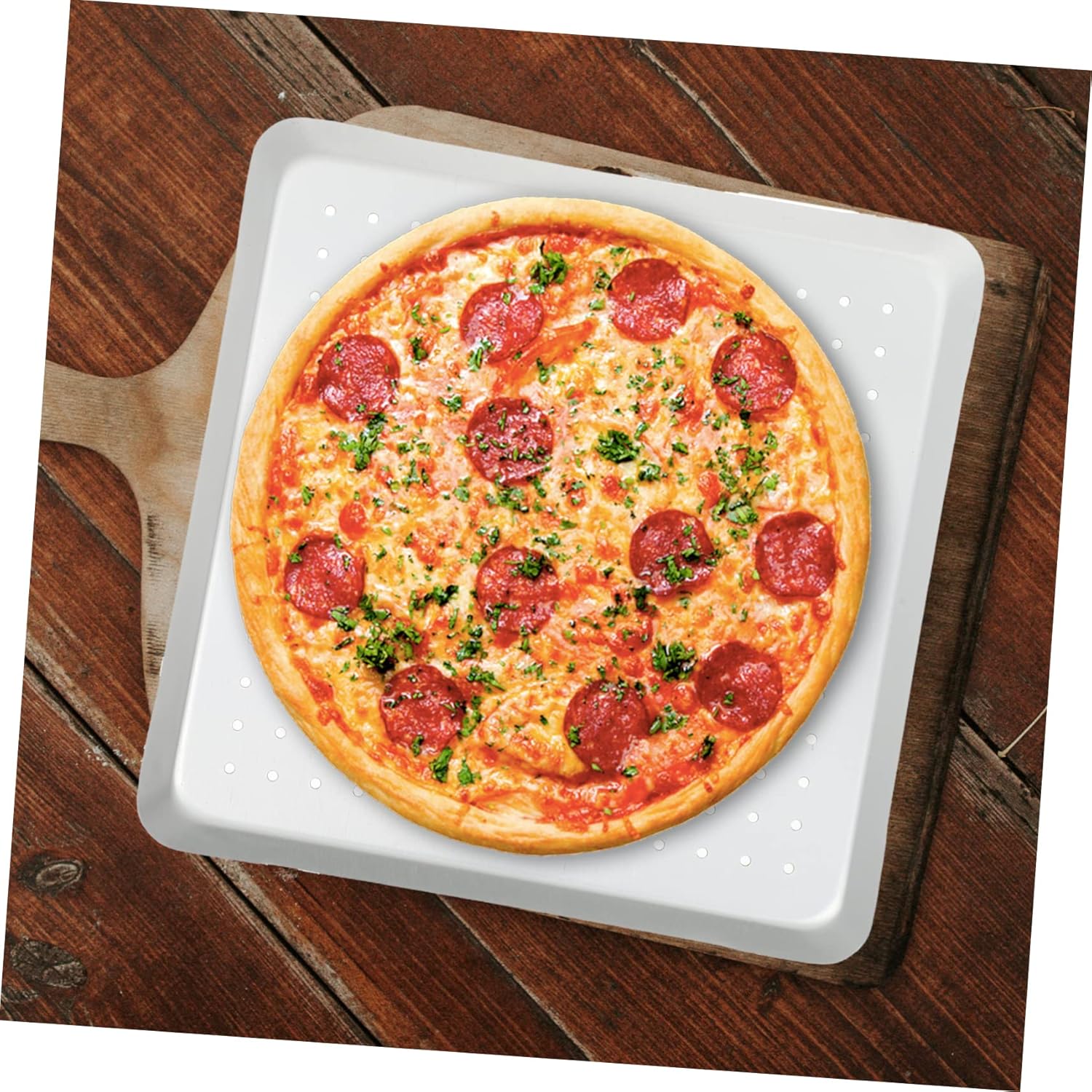 Square Pizza Pan with Breathable Holes, Thick Metal for Durability, Ovenware, Dishwasher Safe