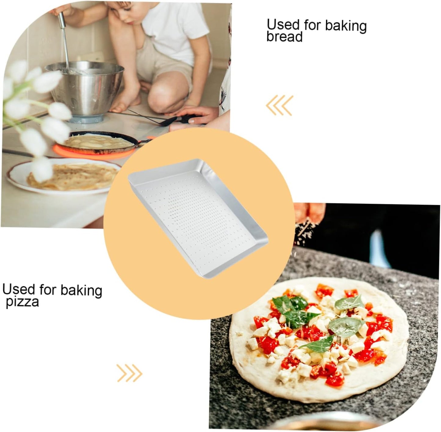 Square Pizza Pan with Breathable Holes, Thick Metal for Durability, Ovenware, Dishwasher Safe
