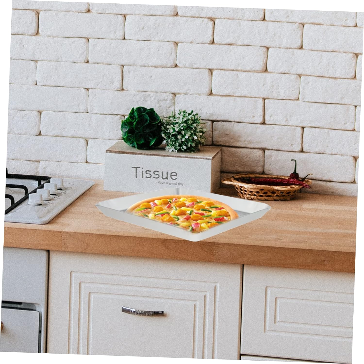 Square Pizza Pan with Breathable Holes, Thick Metal for Durability, Ovenware, Dishwasher Safe