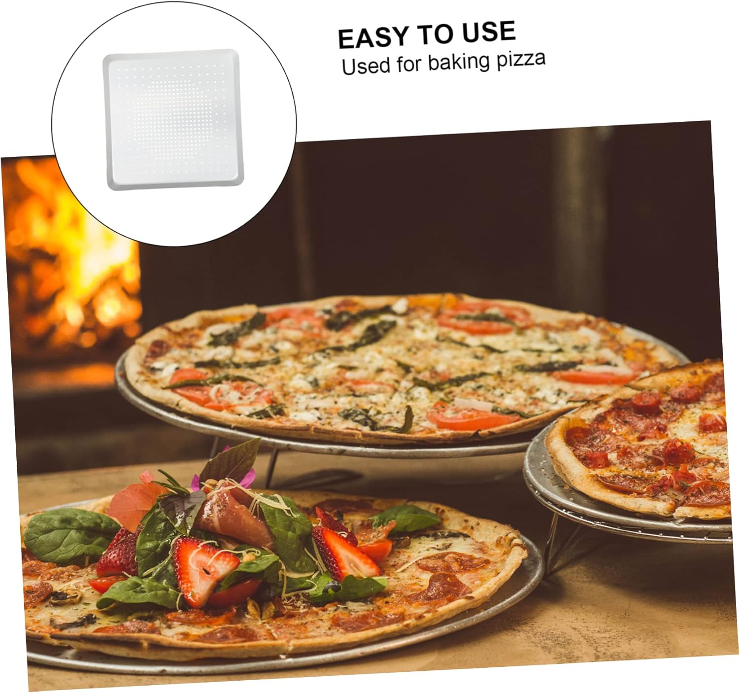 Square Pizza Pan with Breathable Holes, Thick Metal for Durability, Ovenware, Dishwasher Safe