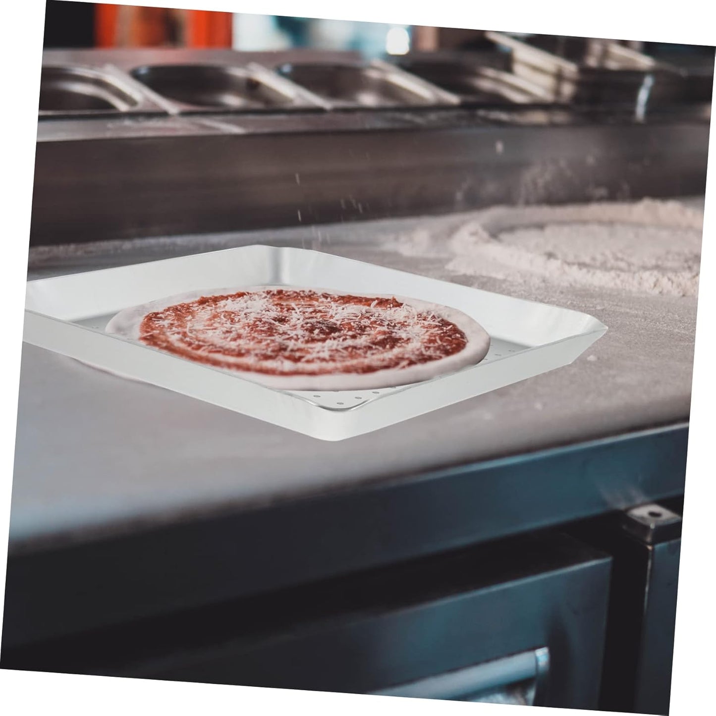 Square Pizza Pan with Breathable Holes, Thick Metal for Durability, Ovenware, Dishwasher Safe