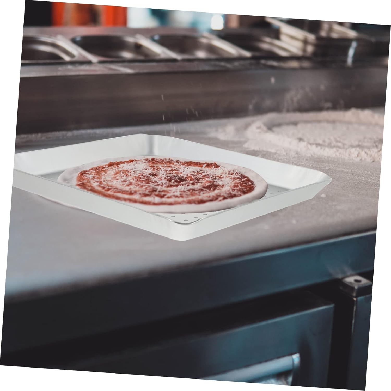 Square Pizza Pan with Breathable Holes, Thick Metal for Durability, Ovenware, Dishwasher Safe