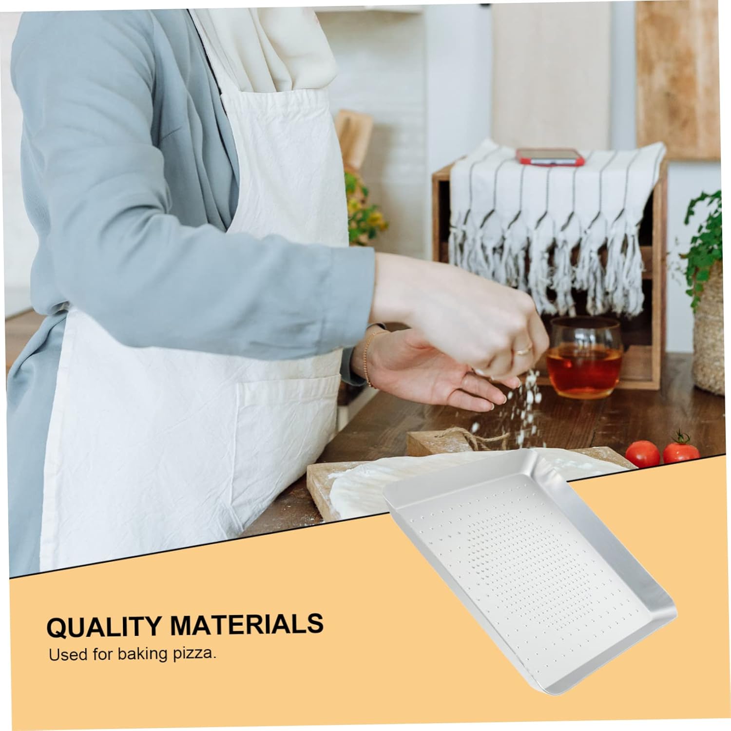 Square Pizza Pan with Breathable Holes, Thick Metal for Durability, Ovenware, Dishwasher Safe