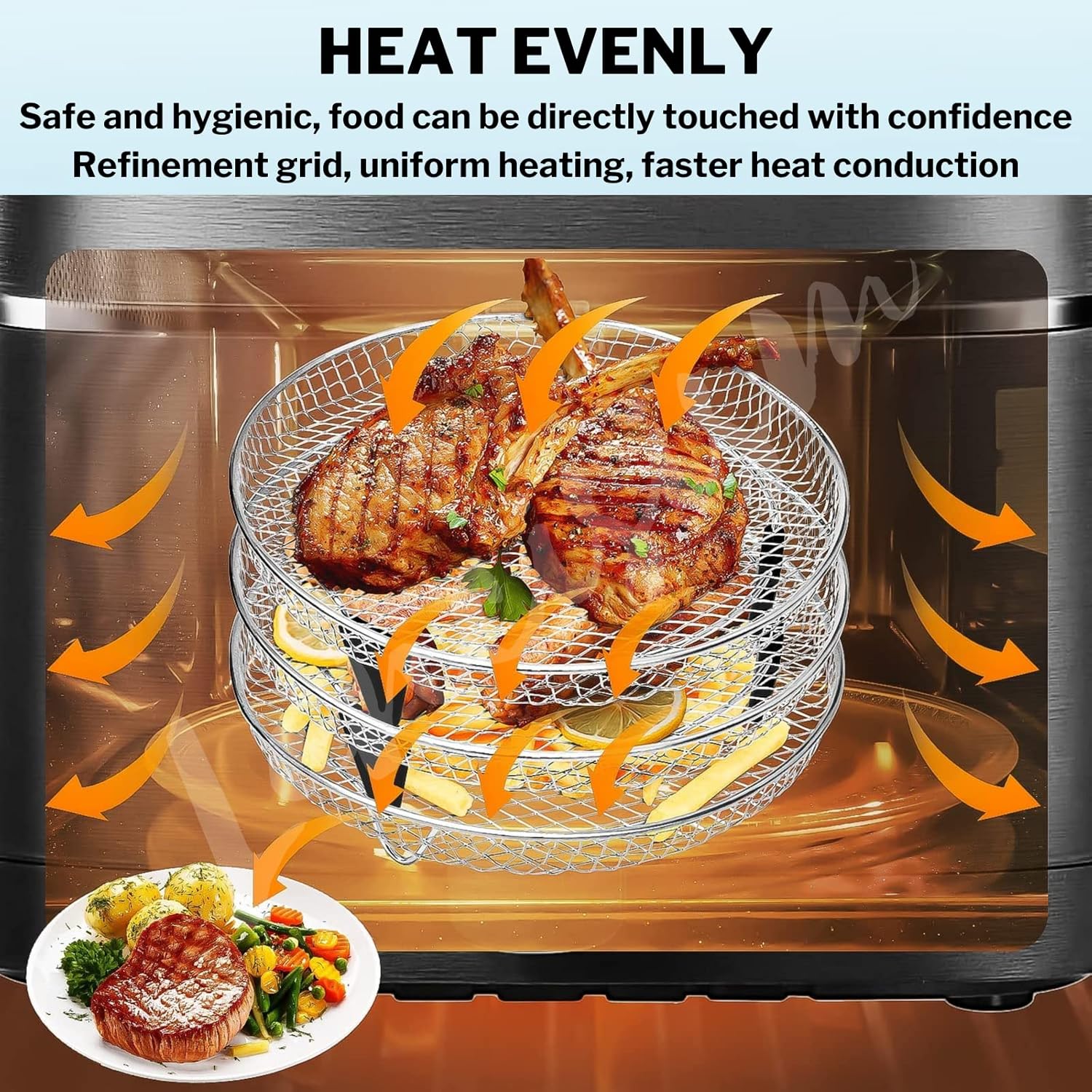 Stackable Dehydrator Racks for Air Fryers - 304 Stainless Steel Grill Rack Compatible with Ninja, Instant Pot Vortex, COSORI, CHEFMAN - Fits 4.2-5.8 QT Air Fryer