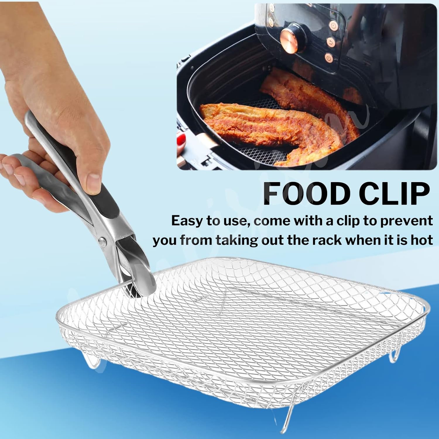 Stackable Dehydrator Racks for Air Fryers - 304 Stainless Steel Grill Rack Compatible with Ninja, Instant Pot Vortex, COSORI, CHEFMAN - Fits 4.2-5.8 QT Air Fryer