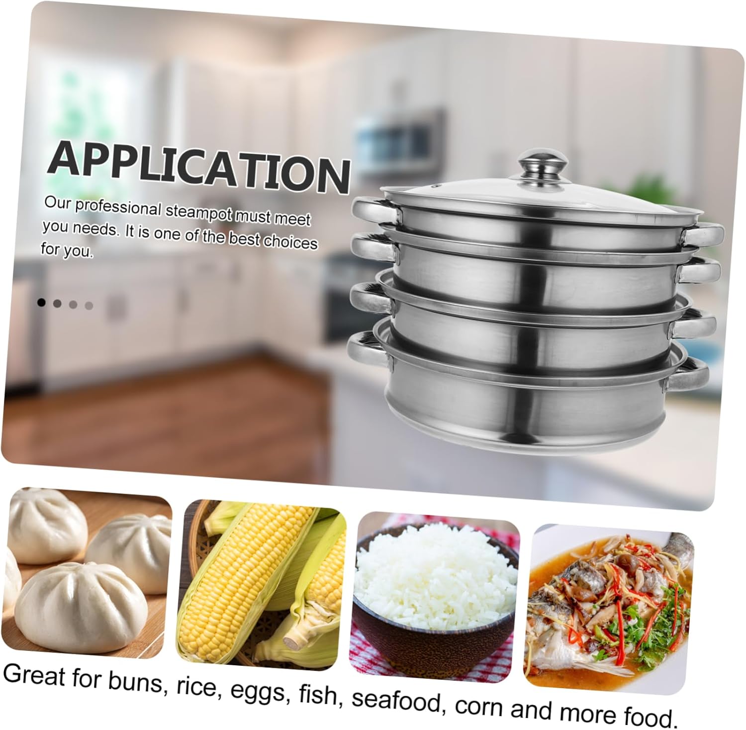 Stackable Stainless Steel Steamer Pot with Four Floors for Home Soup Cooking