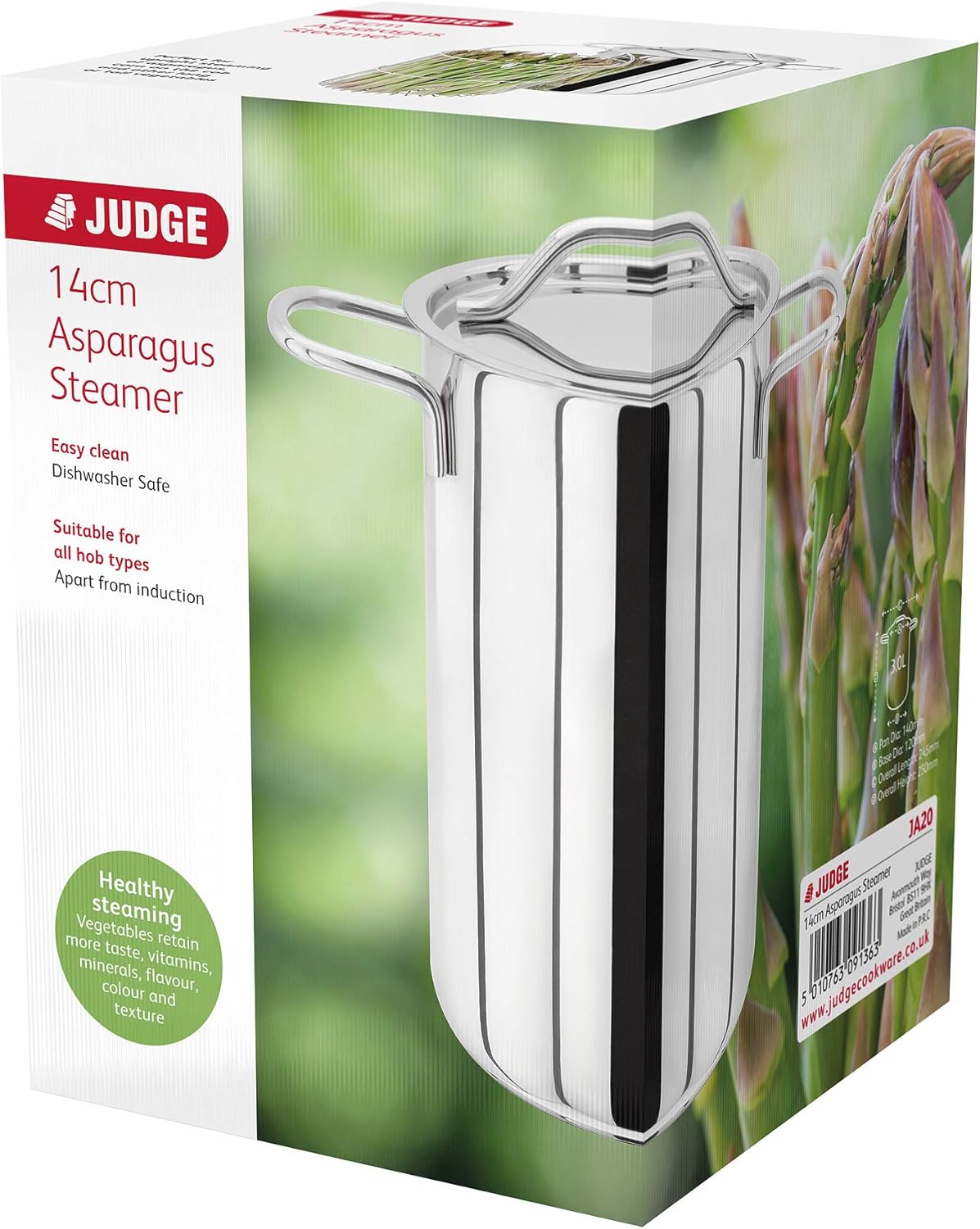 Stainless Steel 14cm Vegetable Steamer Cooking Pot with Pan & Lid - Dishwasher Safe, 25 Year Guarantee