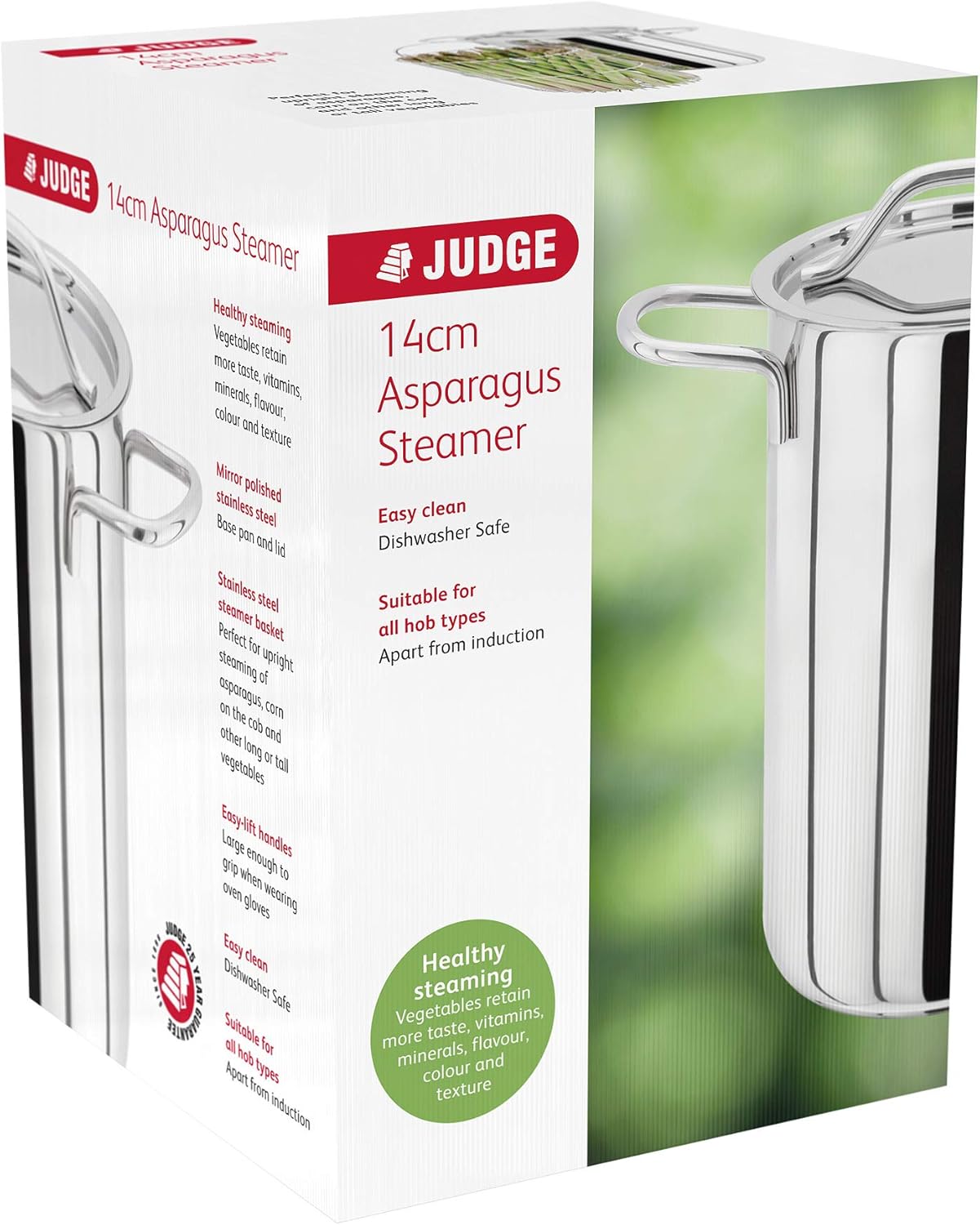 Stainless Steel 14cm Vegetable Steamer Cooking Pot with Pan & Lid - Dishwasher Safe, 25 Year Guarantee