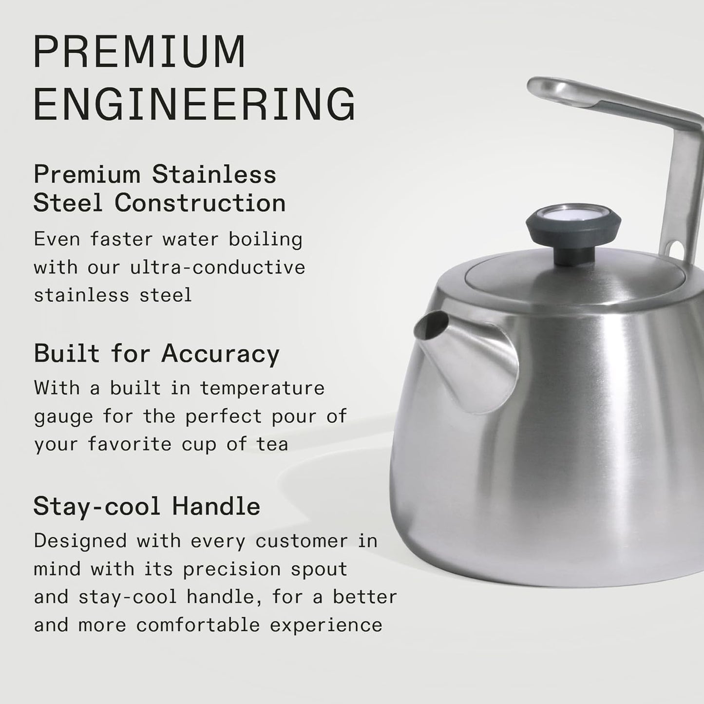 Stainless Steel 2 QT Kettle with Temperature Gauge and Handle Sleeve - Induction Ready by Made In Cookware