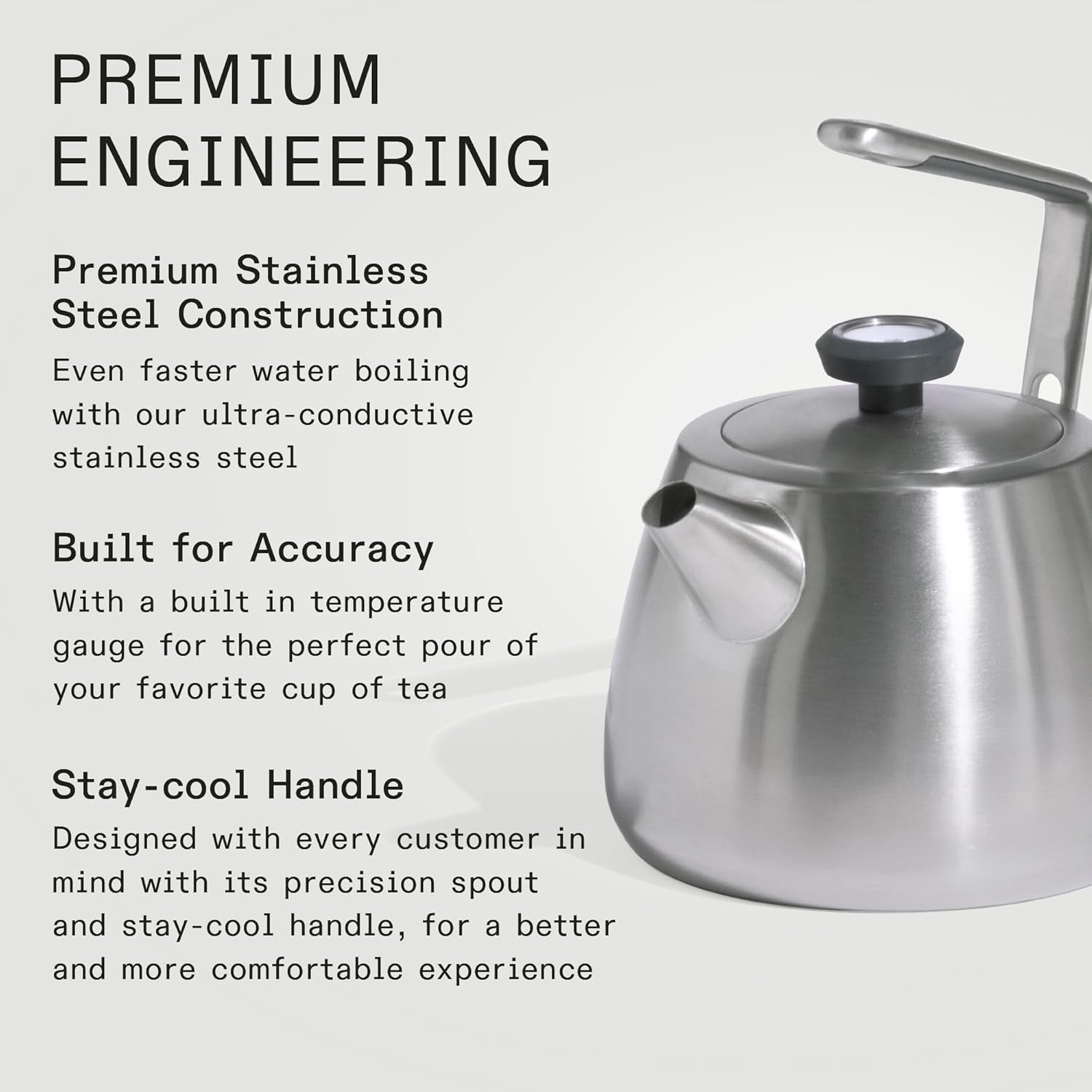 Stainless Steel 2 QT Kettle with Temperature Gauge and Handle Sleeve - Induction Ready by Made In Cookware