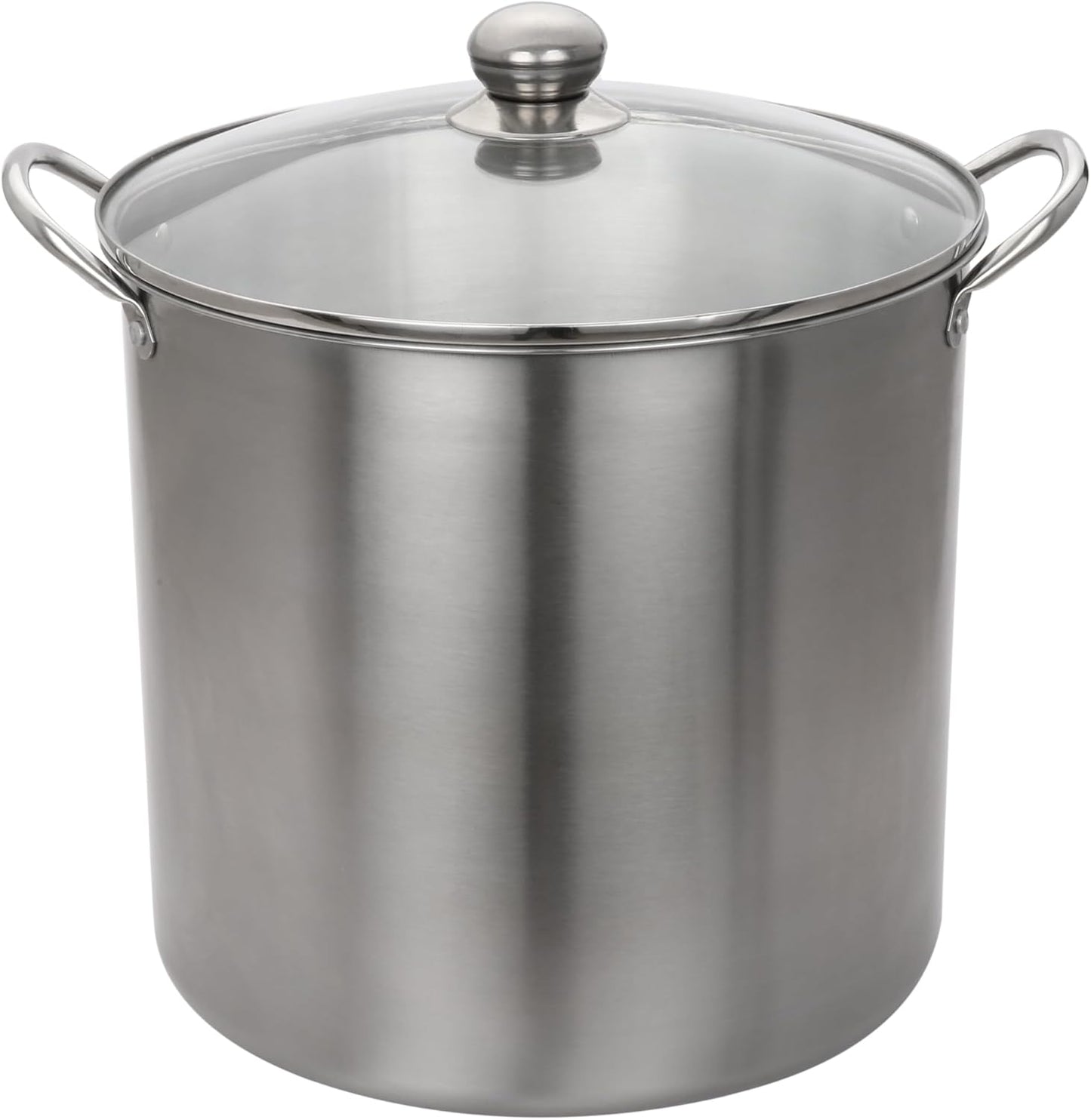 Stainless Steel 21.5-Quart Multi-Use Food Canner with Glass Lid - Durable & Easy-to-Clean Steel Construction, Double-Sided Jar Rack for Canning