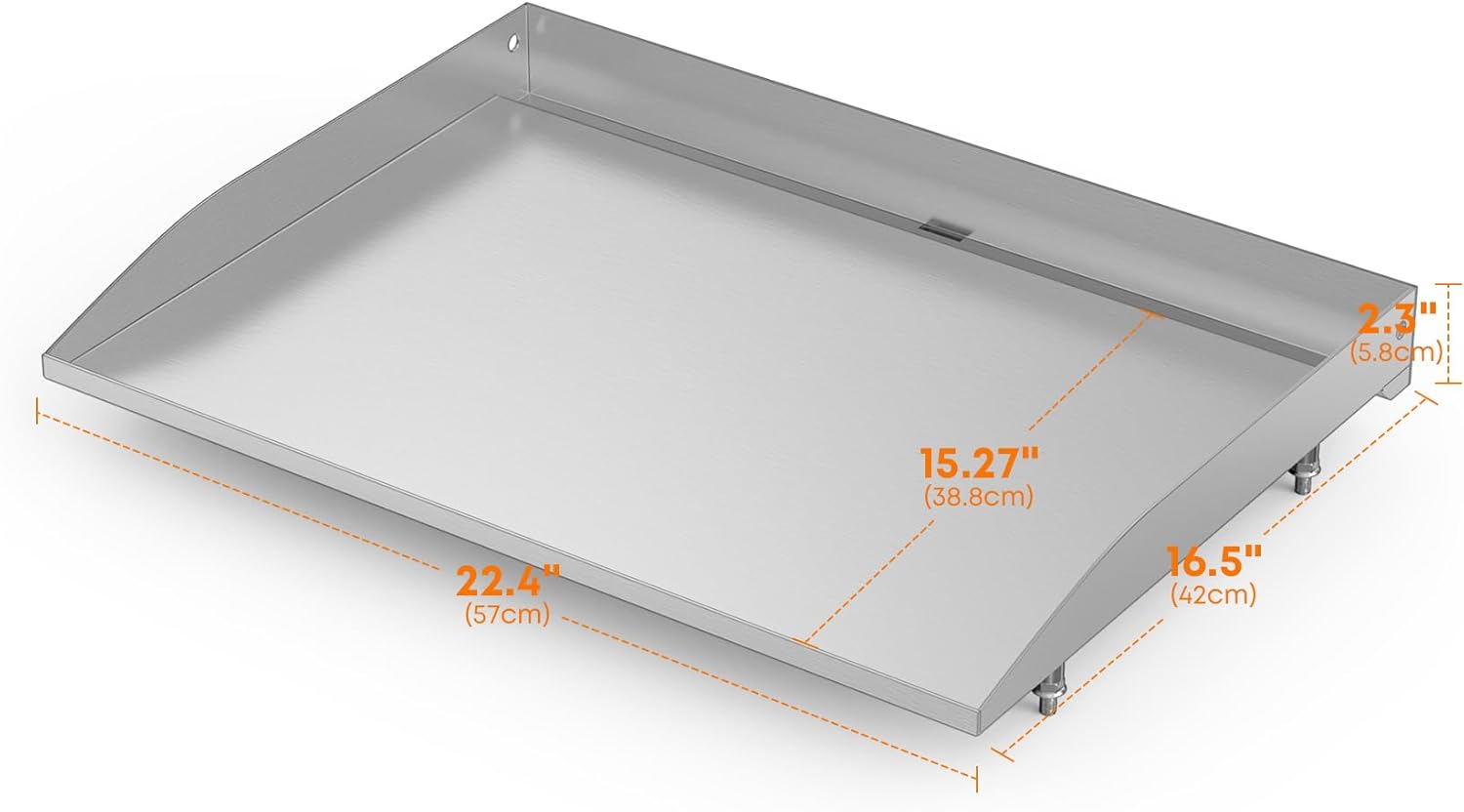 Stainless Steel 22" Flat Top Griddle Replacement for Blackstone Tabletop Station with Rear Grease System