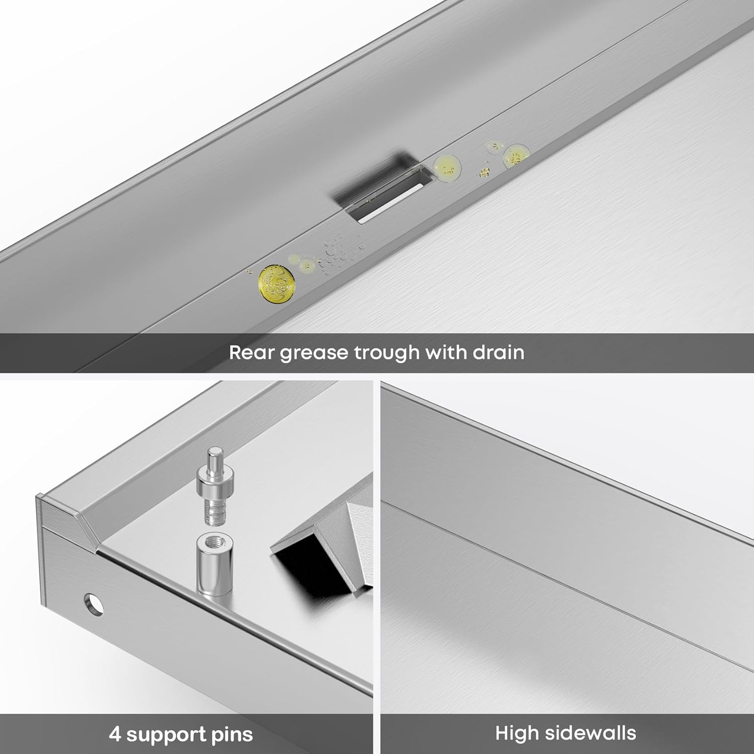 Stainless Steel 22" Flat Top Griddle Replacement for Blackstone Tabletop Station with Rear Grease System