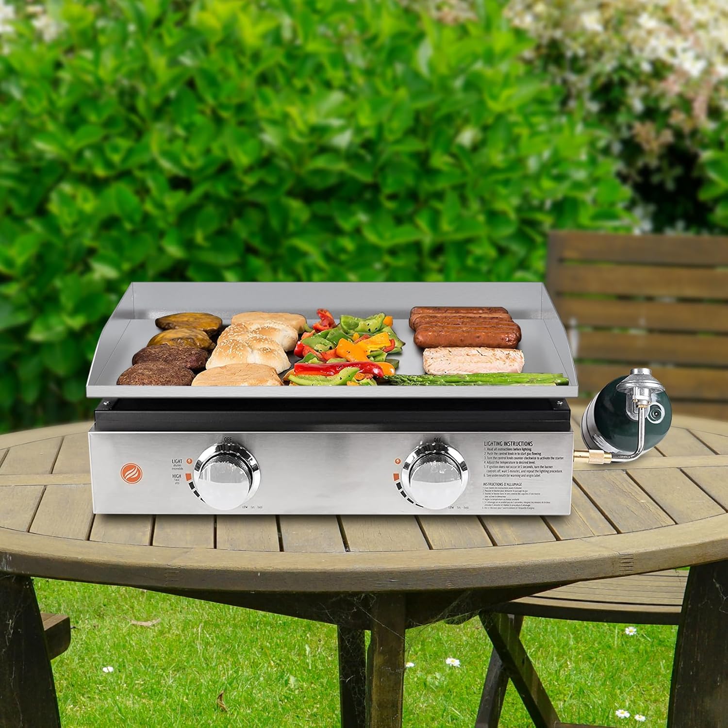 Stainless Steel 22" Flat Top Griddle Replacement for Blackstone Tabletop Station with Rear Grease System