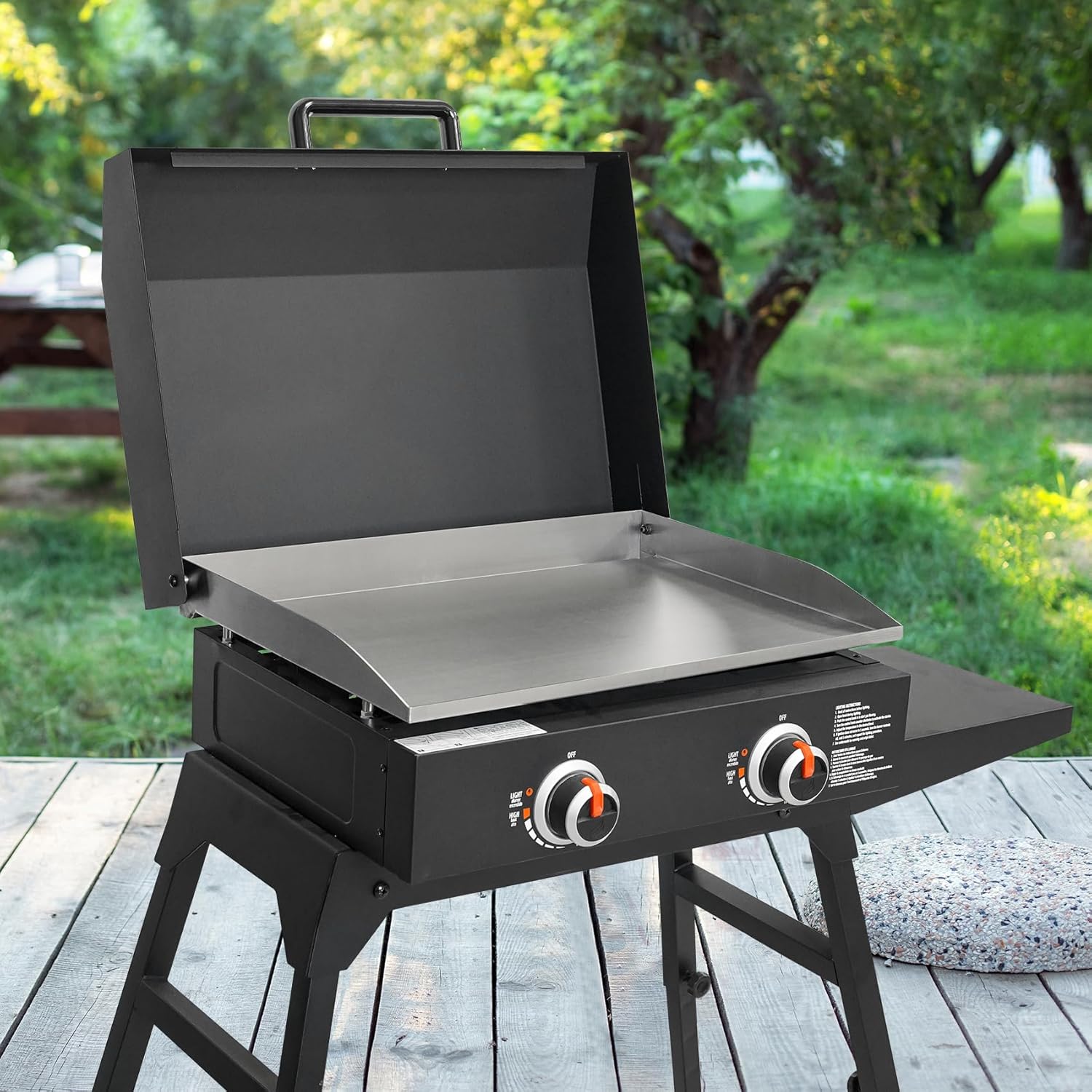 Stainless Steel 22" Flat Top Griddle Replacement for Blackstone Tabletop Station with Rear Grease System