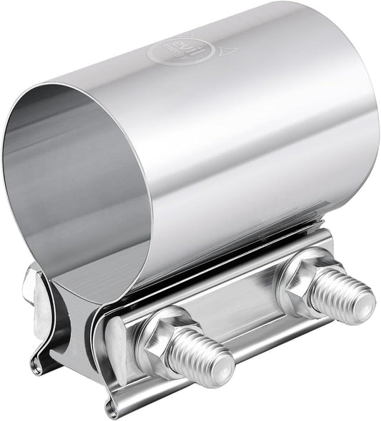 Stainless Steel 2.5" Exhaust Clamp for Pipes, Mufflers, Catalytic Converters - 2PC Set