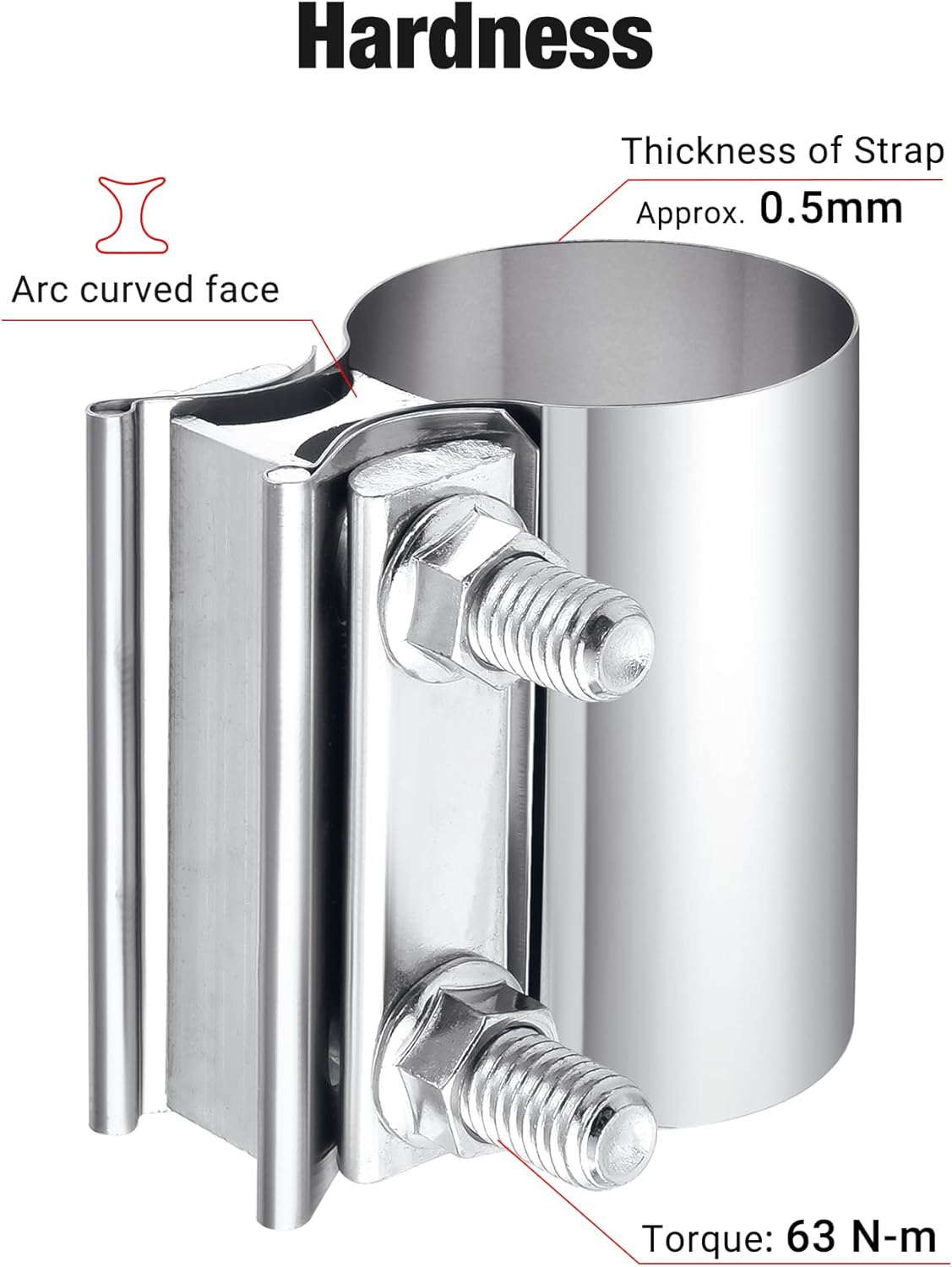 Stainless Steel 2.5" Exhaust Clamp for Pipes, Mufflers, Catalytic Converters - 2PC Set