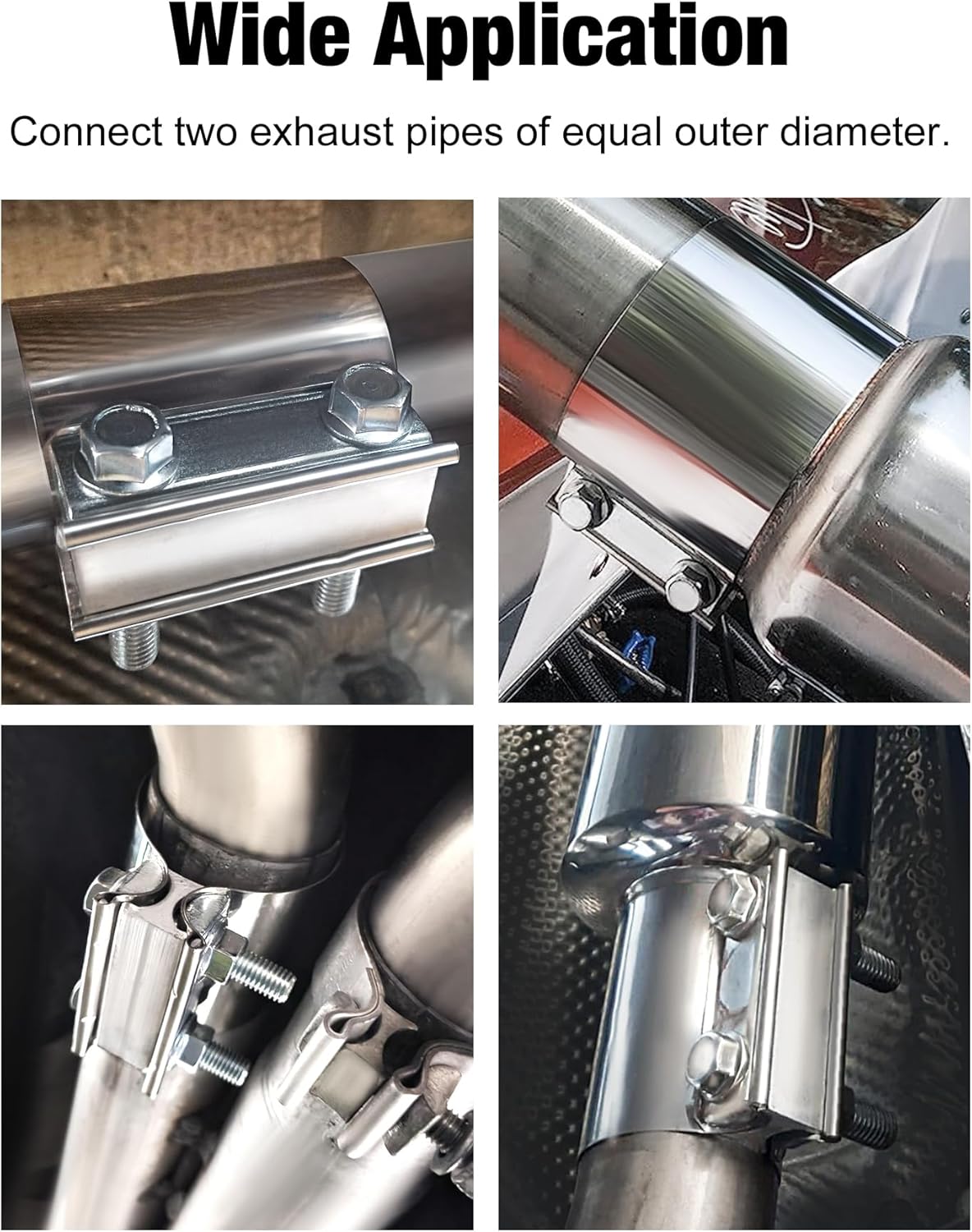 Stainless Steel 2.5" Exhaust Clamp for Pipes, Mufflers, Catalytic Converters - 2PC Set