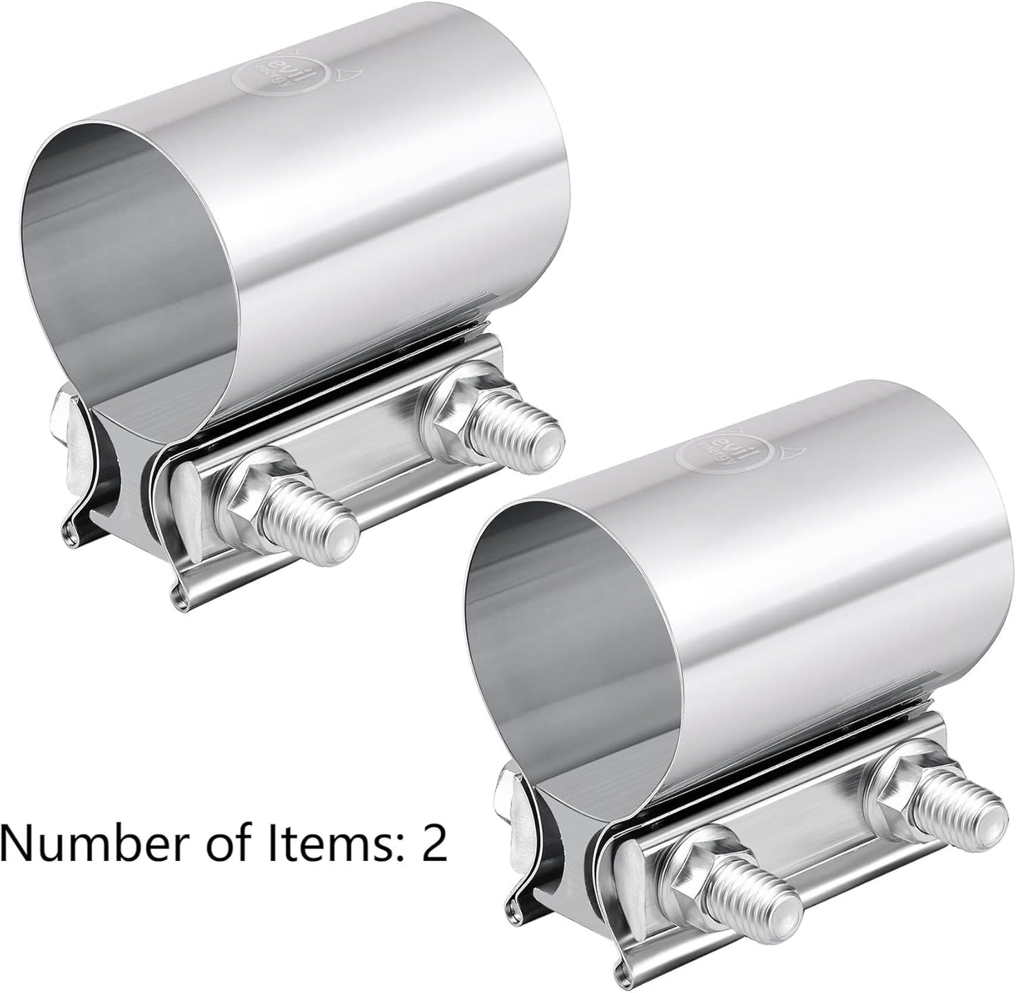 Stainless Steel 2.5" Exhaust Clamp for Pipes, Mufflers, Catalytic Converters - 2PC Set