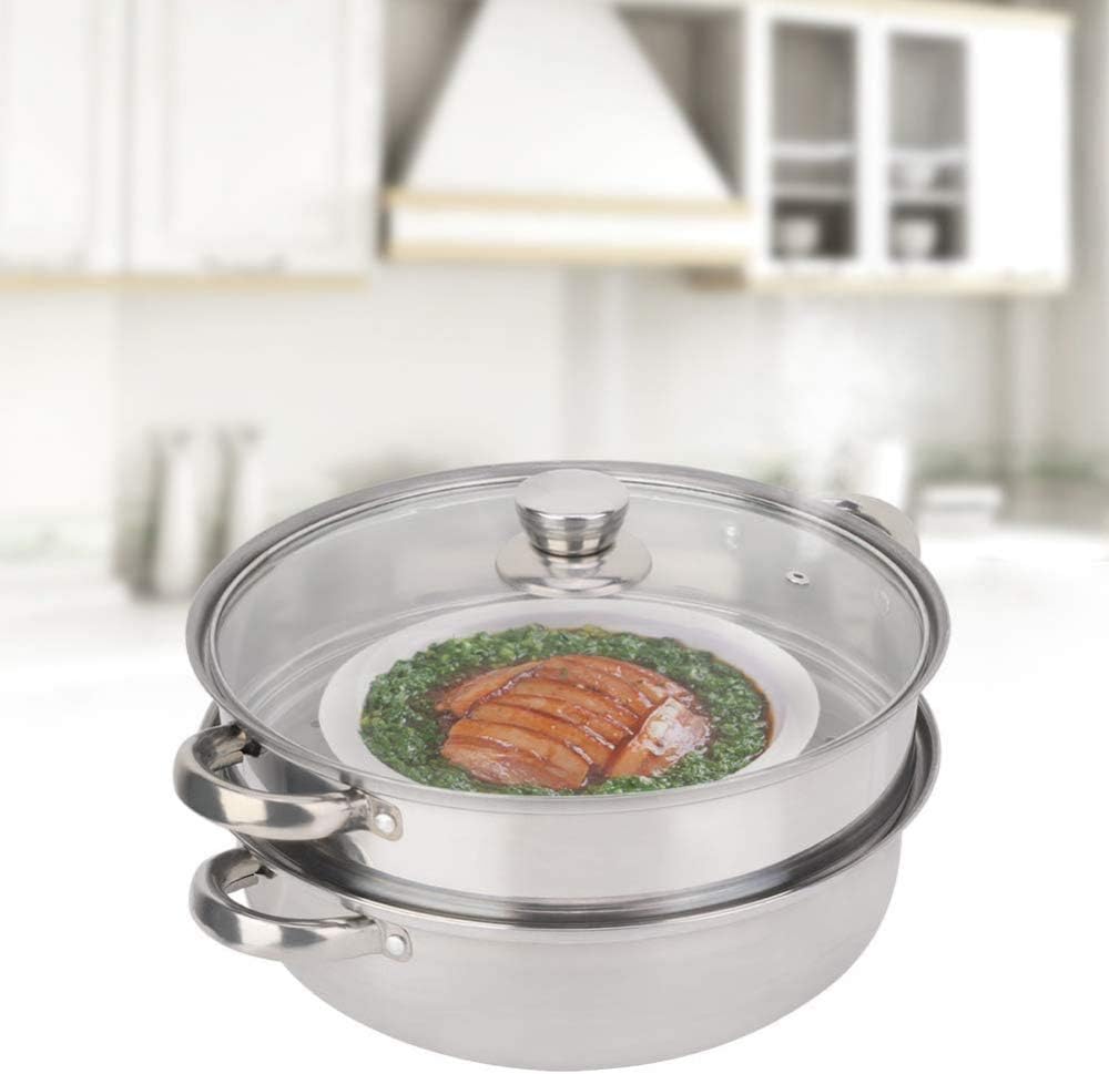Stainless Steel 27 cm Steamer with Double Boiler Soup Function for Cooking