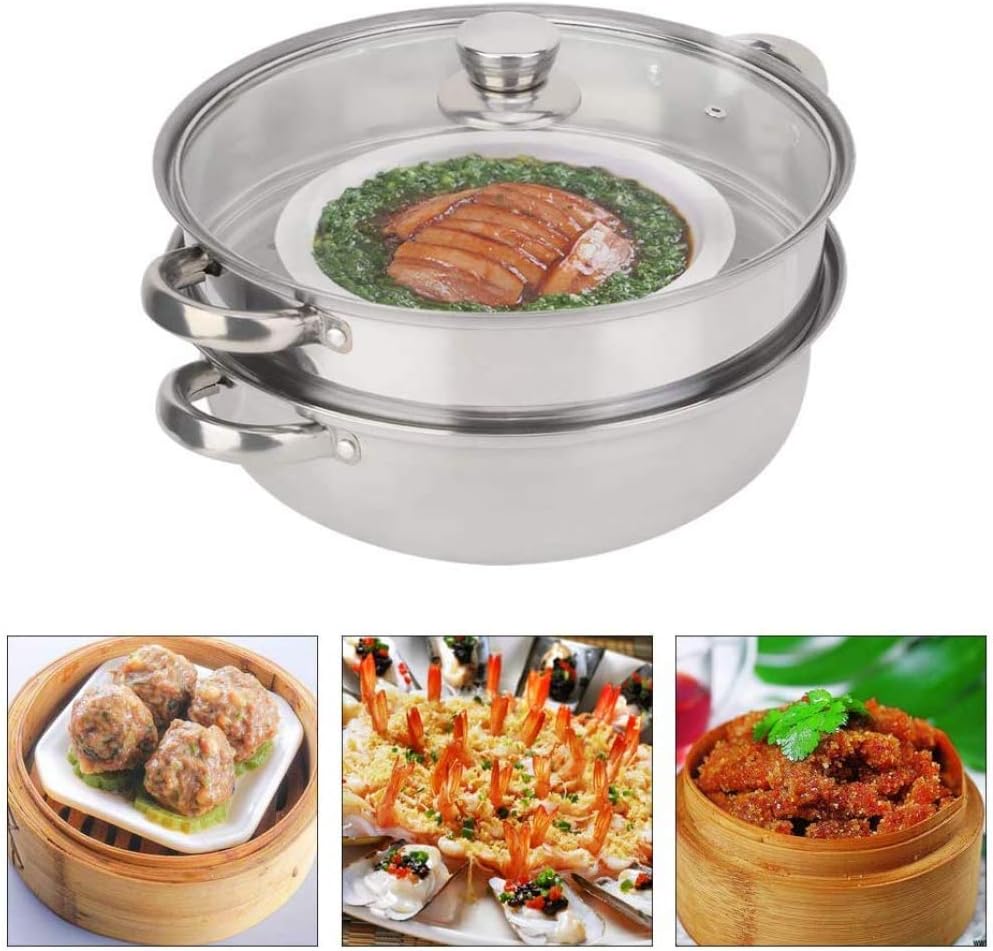 Stainless Steel 27 cm Steamer with Double Boiler Soup Function for Cooking