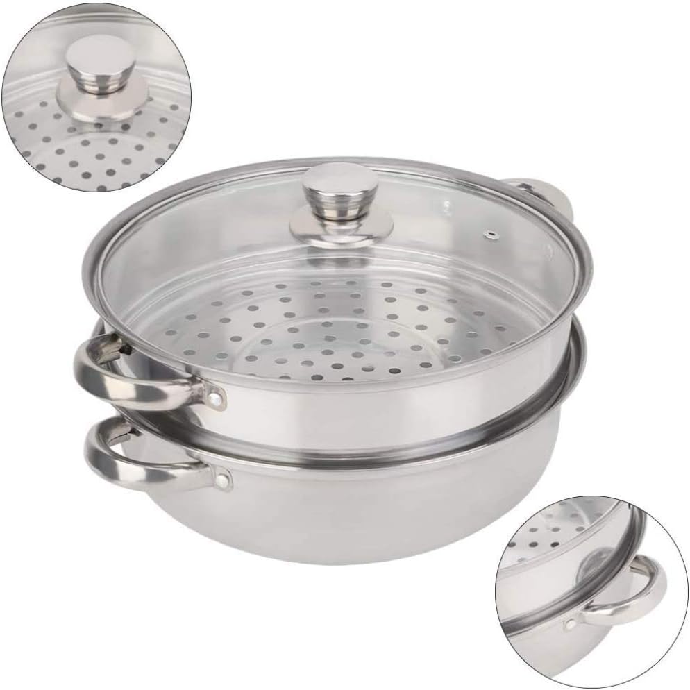 Stainless Steel 27 cm Steamer with Double Boiler Soup Function for Cooking