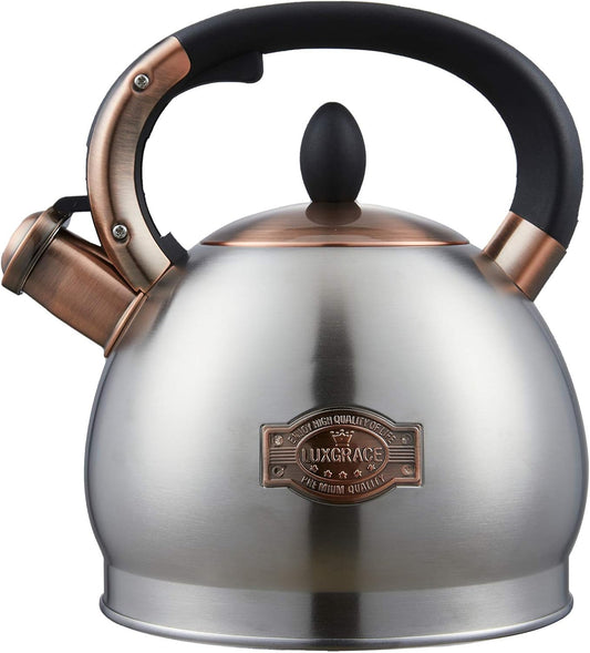 Stainless Steel 2.8 Quart Tea Kettle Stovetop Whistling Teapot - LUXGRACE