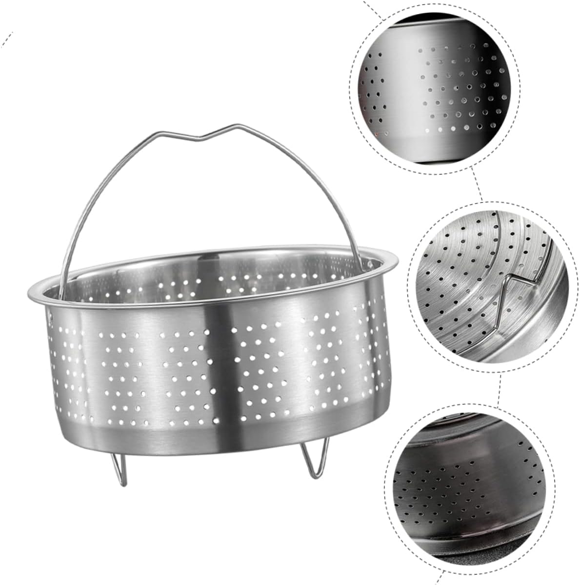 Stainless Steel 2pcs Rice Steamer Pot Insert for Rice Cookers - Vegetable Slicer & Microwave Pasta Cooker - Silver