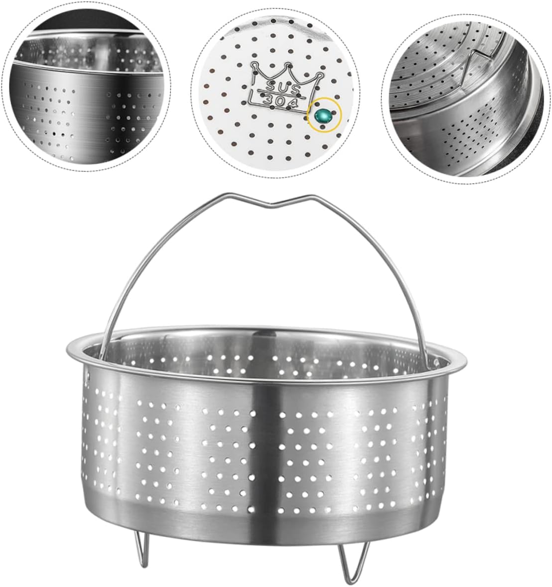 Stainless Steel 2pcs Rice Steamer Pot Insert for Rice Cookers - Vegetable Slicer & Microwave Pasta Cooker - Silver