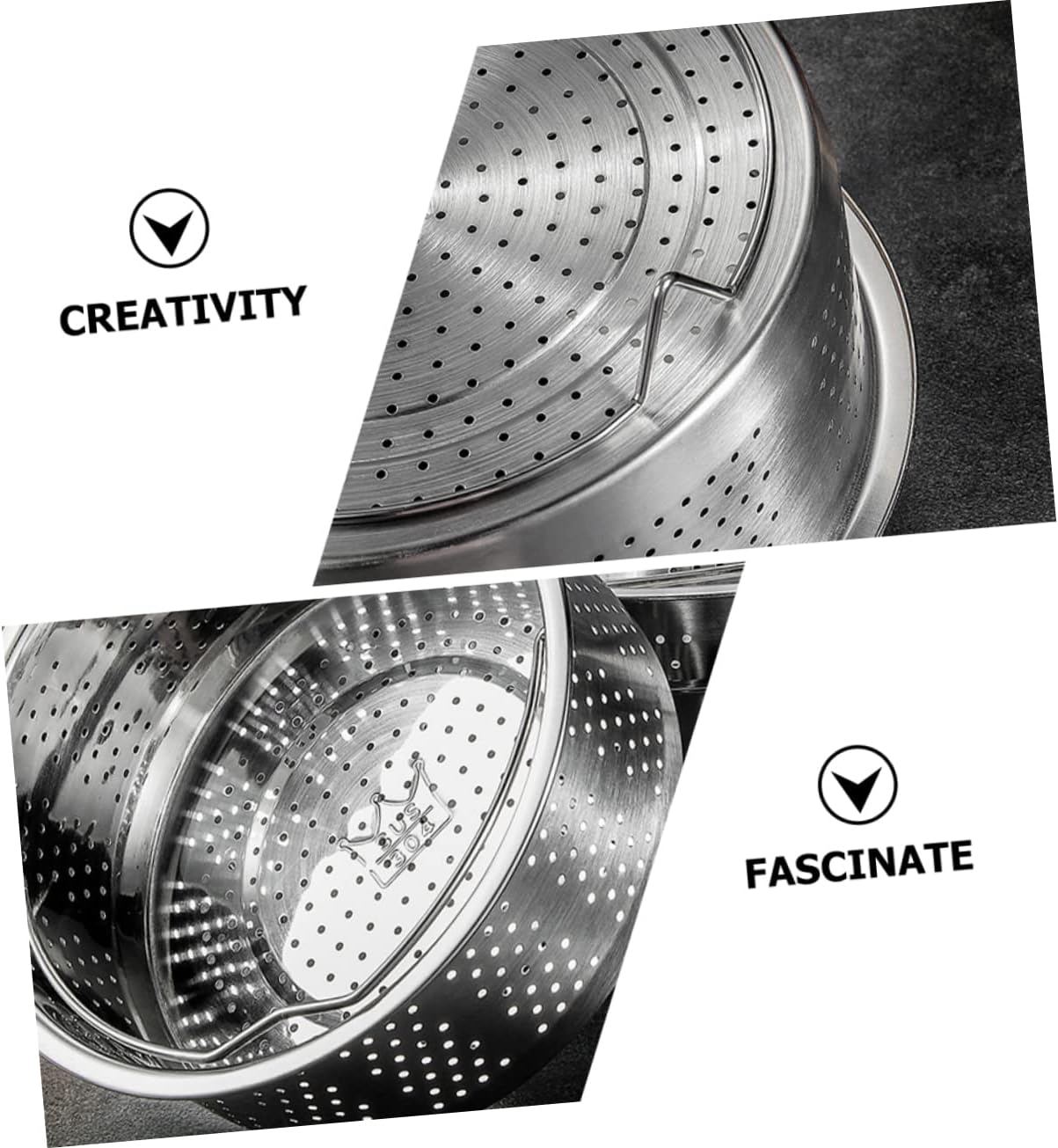 Stainless Steel 2pcs Rice Steamer Pot Insert for Rice Cookers - Vegetable Slicer & Microwave Pasta Cooker - Silver