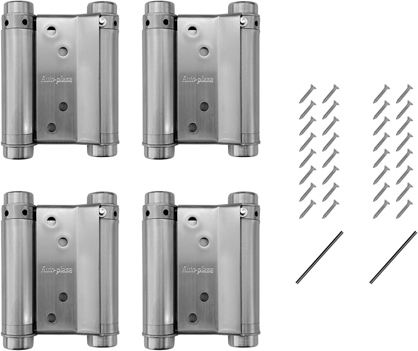 Stainless Steel 3" Cafe Saloon Door Swing Hinge Set with Self Closing Double Action - 2 Pairs (4Pcs)