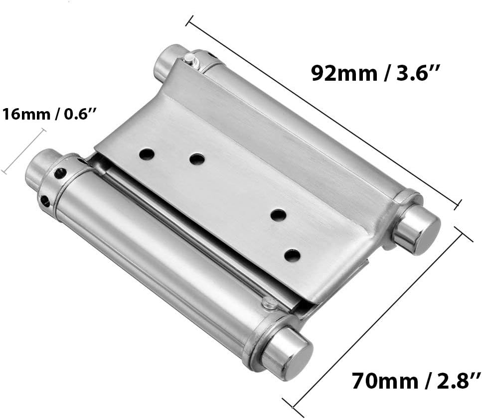 Stainless Steel 3" Cafe Saloon Door Swing Hinge Set with Self Closing Double Action - 2 Pairs (4Pcs)