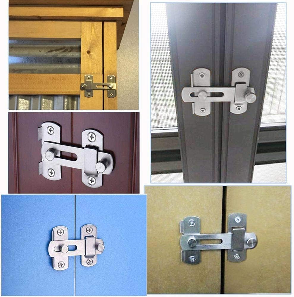 Stainless Steel 3-Inch French Door Latch Lock for Fences, Closets, Barns - Brushed Finish, HLOMVE Double Door Slide Gate Locks