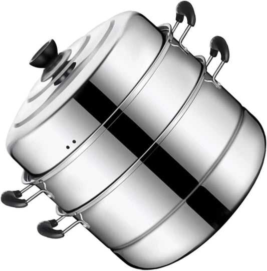 Stainless Steel 3-Layer Food Steamer Pot for Cooking Vegetables - Bestoyard Steam Cookware Pan