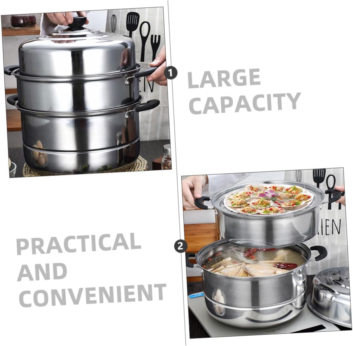 Stainless Steel 3-Layer Food Steamer Pot for Cooking Vegetables - Bestoyard Steam Cookware Pan