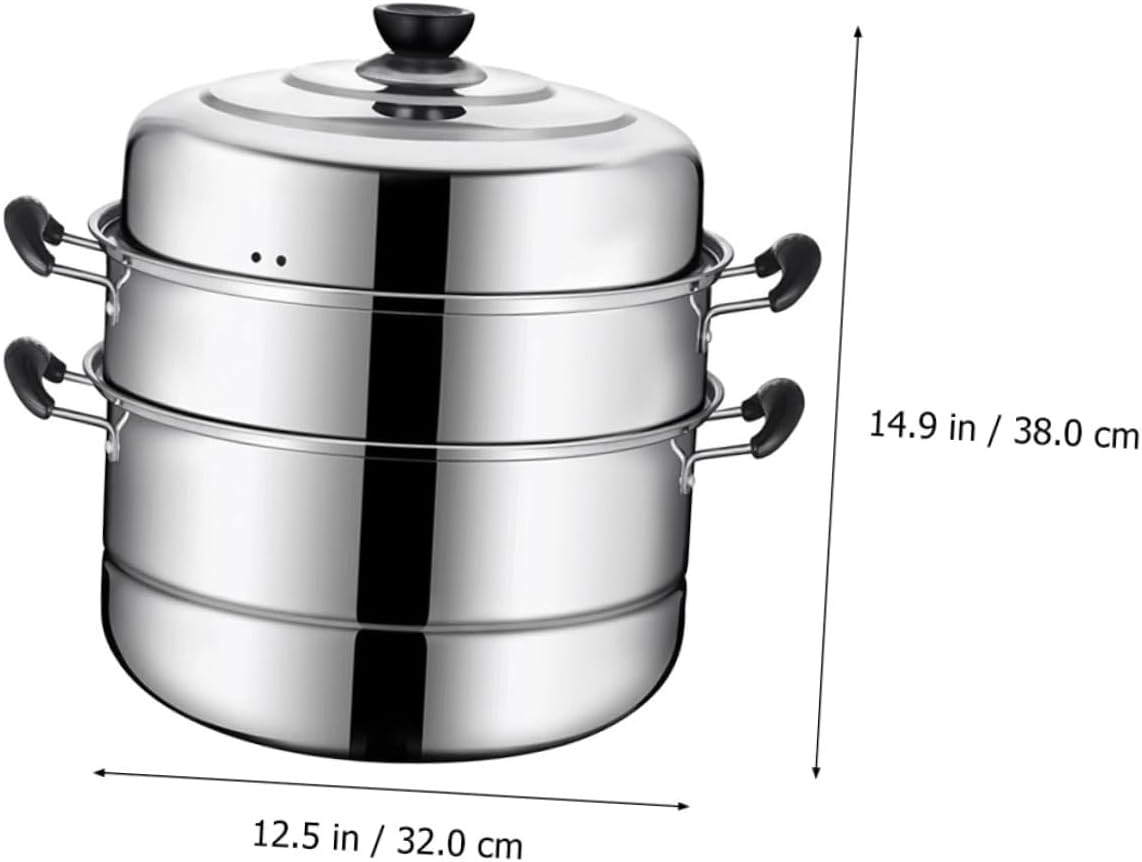Stainless Steel 3-Layer Food Steamer Pot for Cooking Vegetables - Bestoyard Steam Cookware Pan